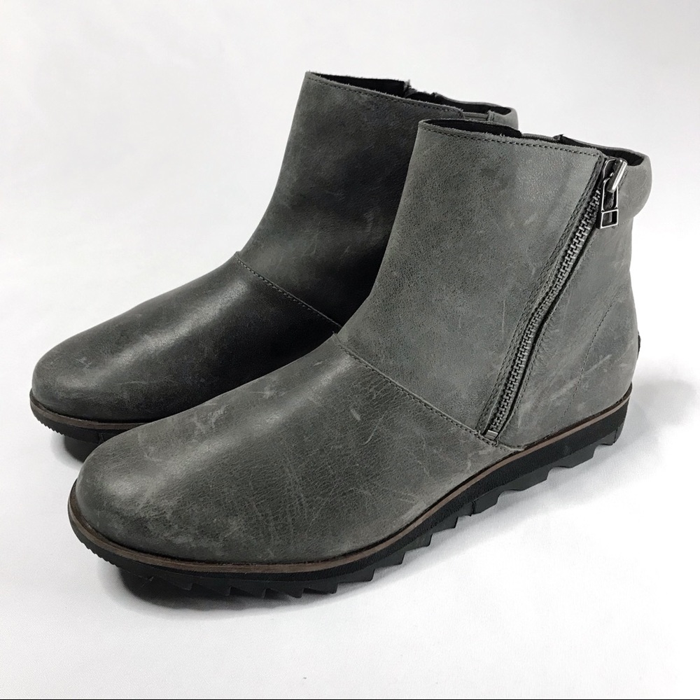Sorel Harlow Grey Zip Up Leather Chelsea Boot Size 11 - Picture 2 of 9